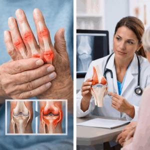 Artritis en las manos con inflamación y dolor en las articulaciones Título. Artritis en las manos con inflamación y dolor en las articulaciones.