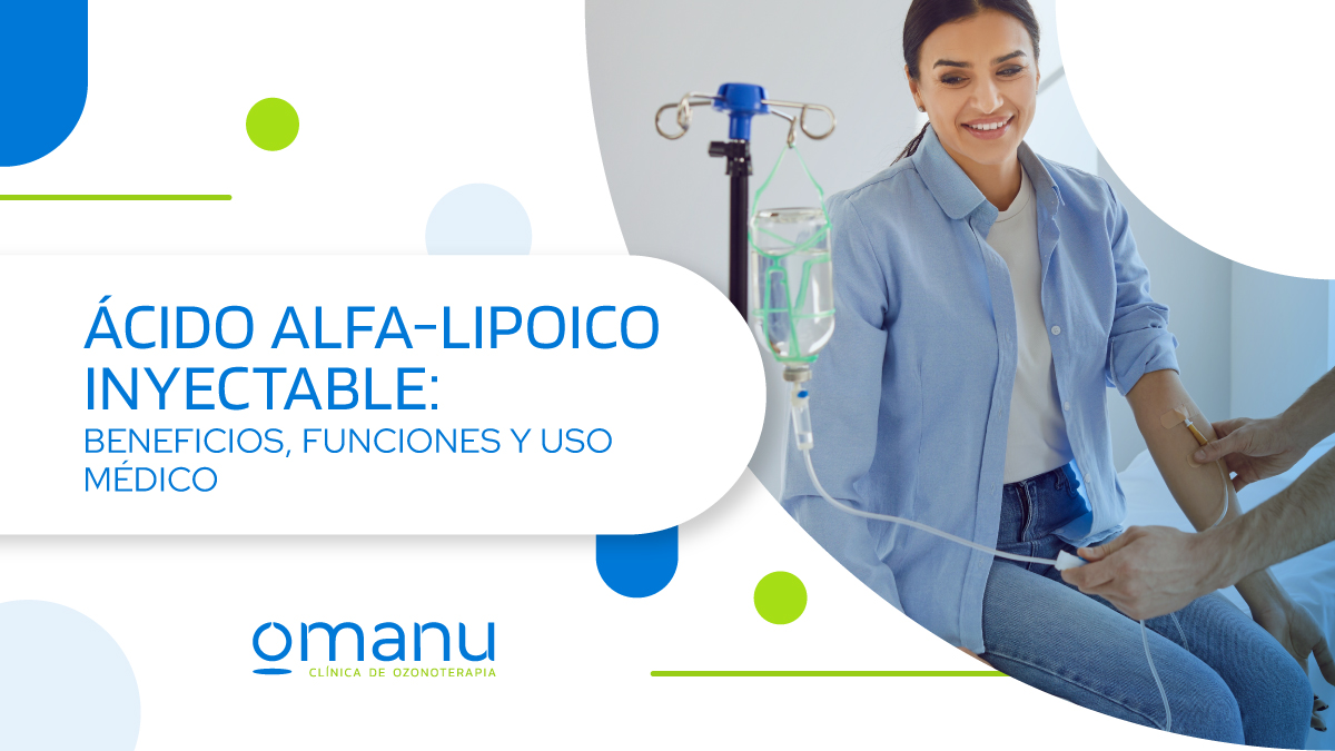 Aplicación intravenosa de ácido alfa-lipoico inyectable en clínica médica para tratamiento antioxidante y apoyo en neuropatía y salud celular.