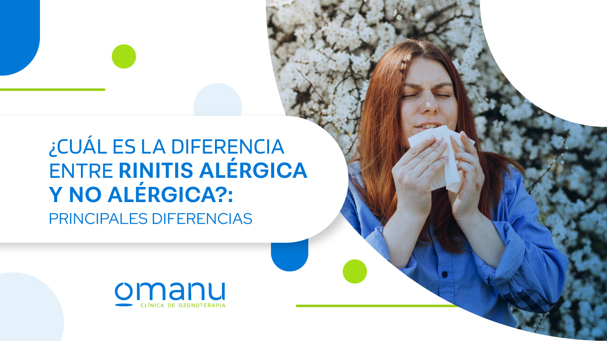 Mujer estornudando con pañuelo por síntomas de rinitis alérgica durante primavera, comparación con rinitis no alérgica