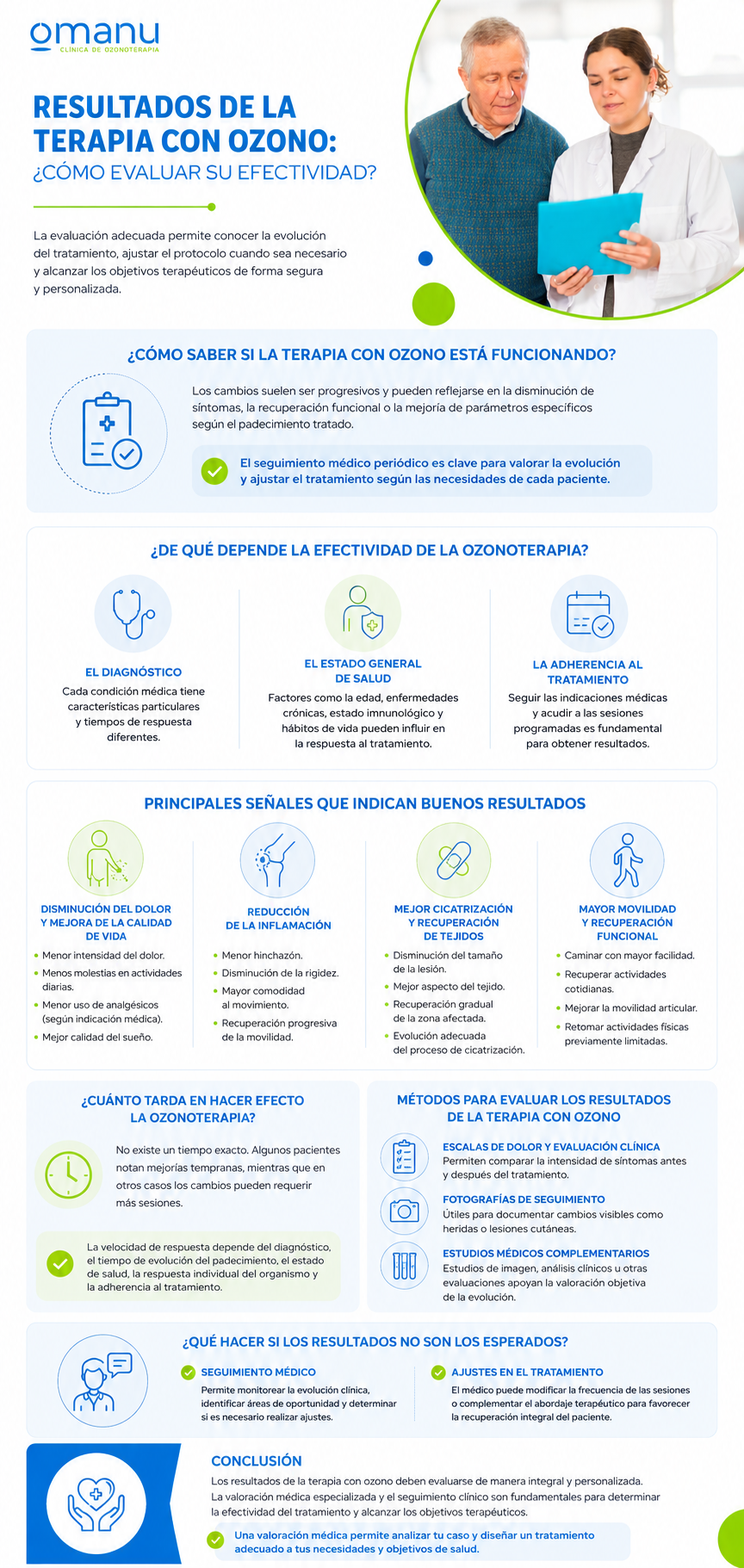 Cómo evaluar los resultados de la terapia con ozono mediante seguimiento médico y evolución clínica.